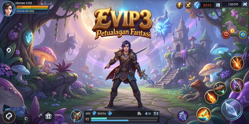Tampilan gameplay EVIP3 dengan petualangan seru di dunia fantasi.