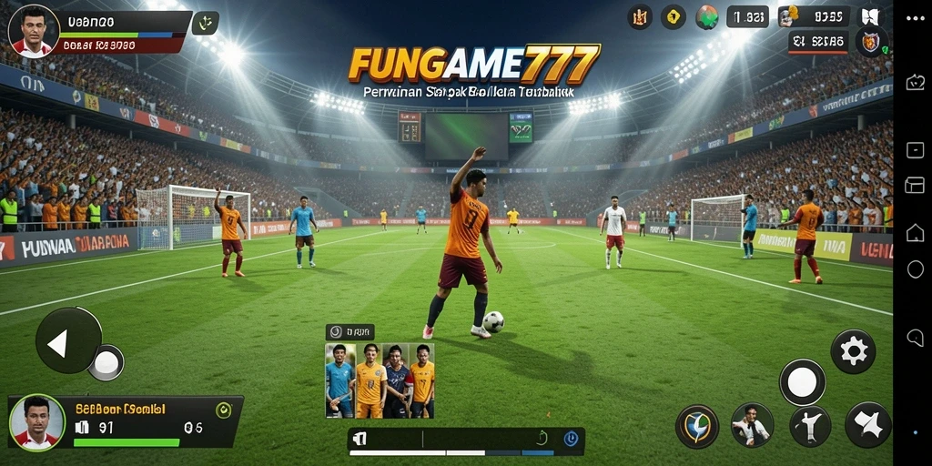 Tampilan menarik dari gameplay FUNGAME777 dalam suasana sepak bola.