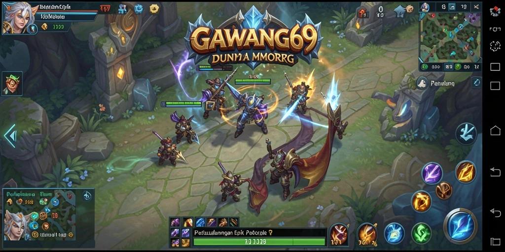 Screenshot gameplay GAWANG69 menampilkan karakter dalam pertempuran seru.