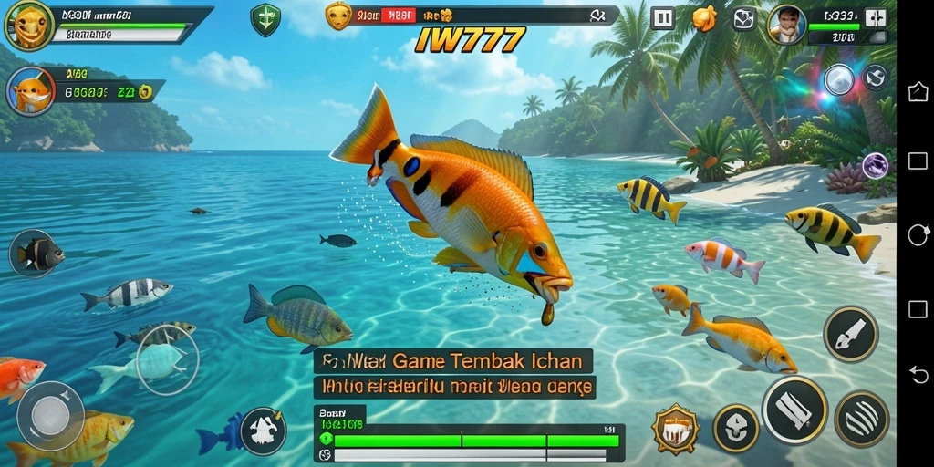 Gameplay seru dari IW777 dengan aksi menembak ikan.