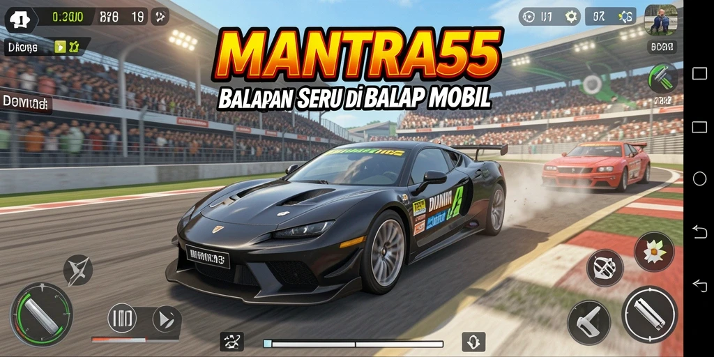 Screenshot utama dari gameplay balap di MANTRA55.
