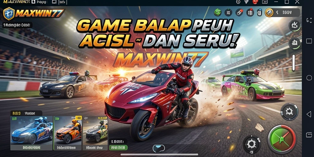 Tampilan gameplay balap yang mendebarkan dan seru dalam MAXWIN77.