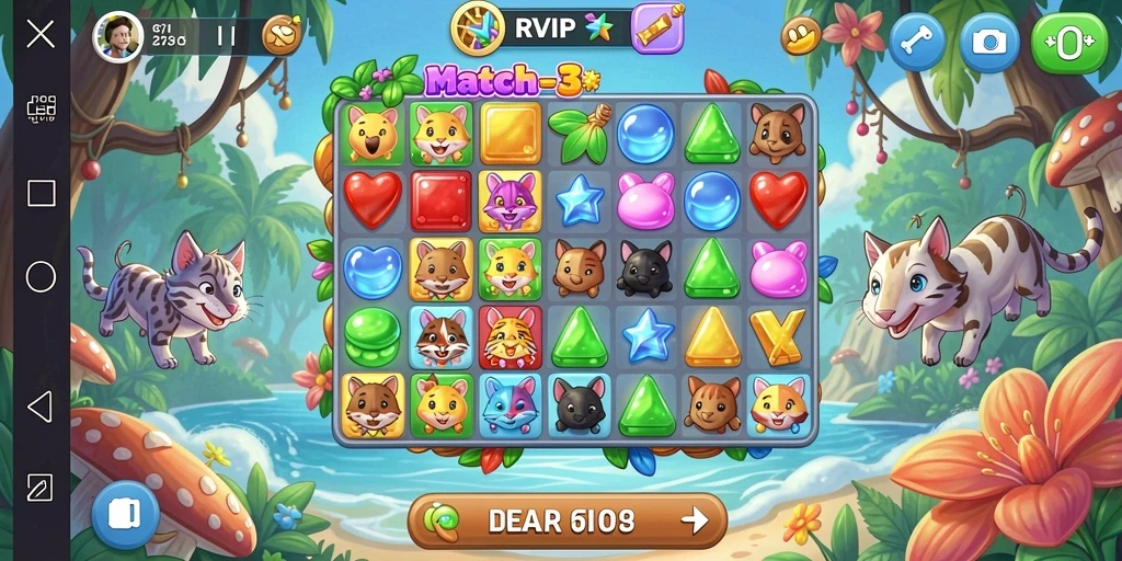 Tampilan gameplay RVIP yang seru dalam genre Match-3.