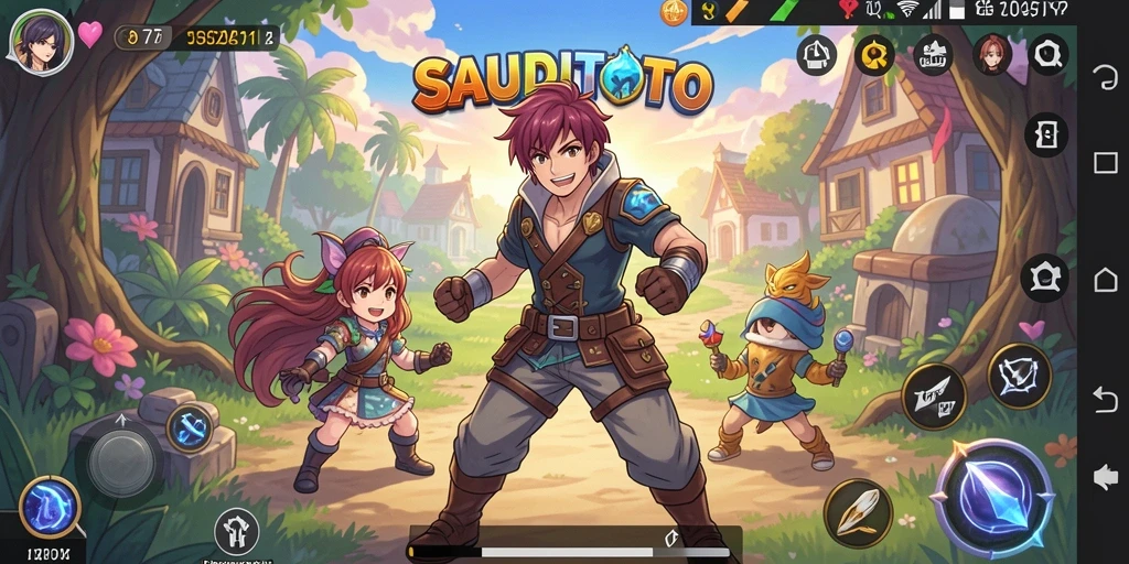 Tampilan gameplay SAUDITOTO yang penuh aksi dan karakter menarik.