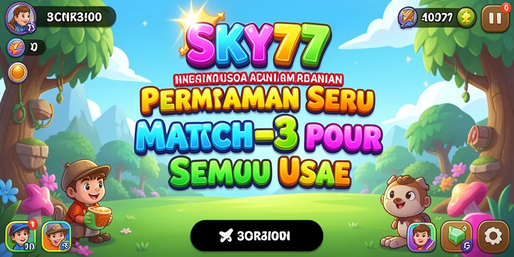 Tampilan gameplay SKY77 dengan permata berwarna cerah dan efek animasi.